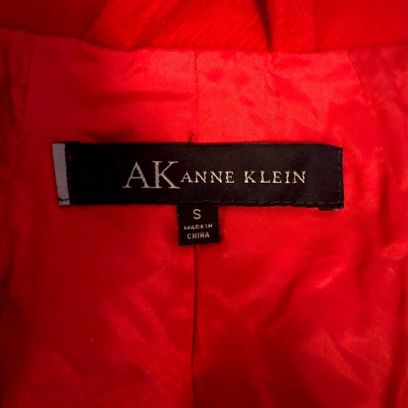 Anne Klein Cardinal Red Double Breasted Jacket With Leather Trim, Size S - Picture 6 of 6
